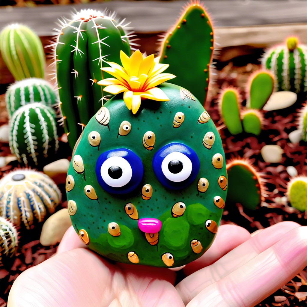 cactus with googly eyes