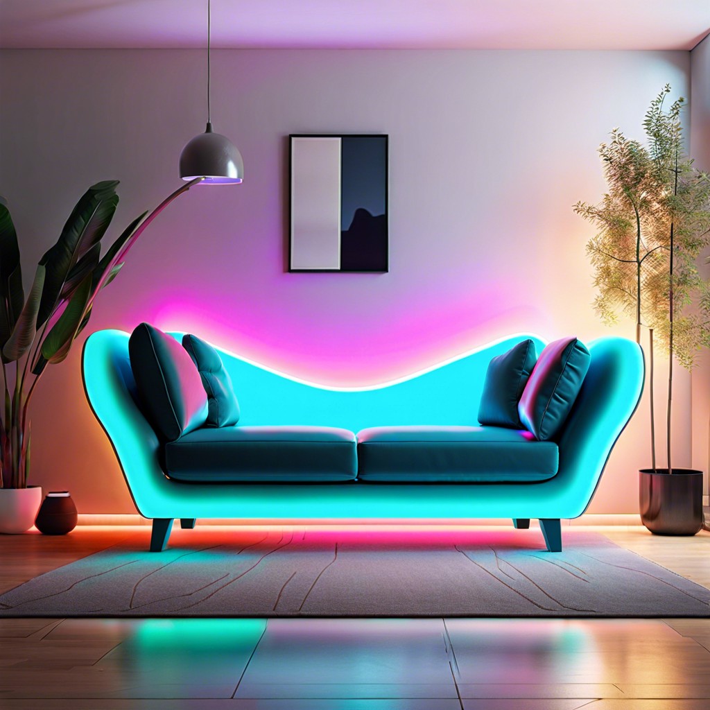 color changing led lit sofa