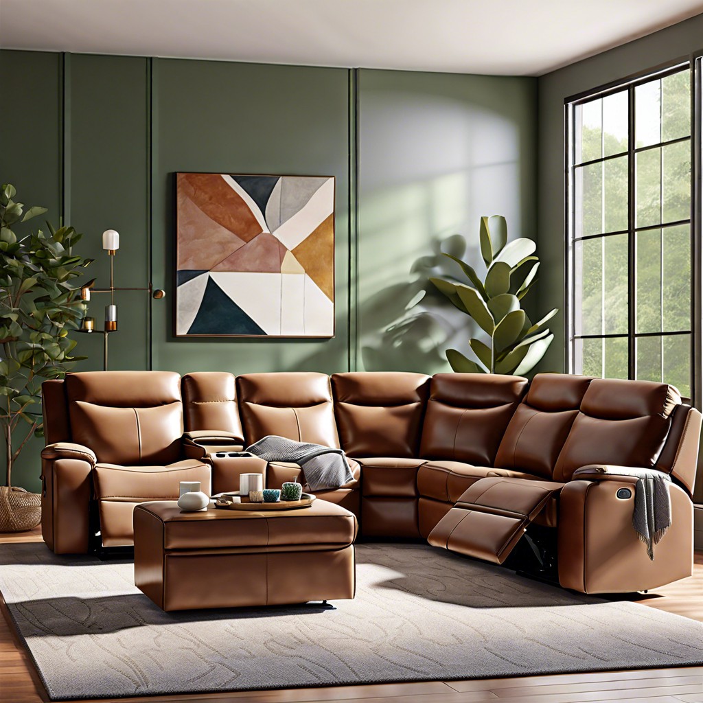 compact sectional with wall hugger recliners