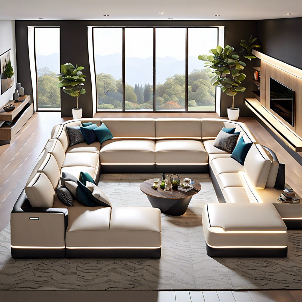 contemporary sectional with built in led lighting