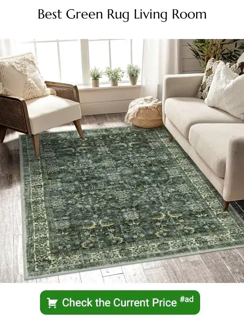 green rug living room