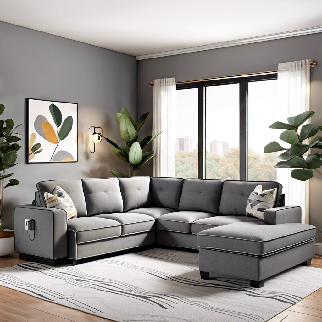 grey sectional with a pull out bed