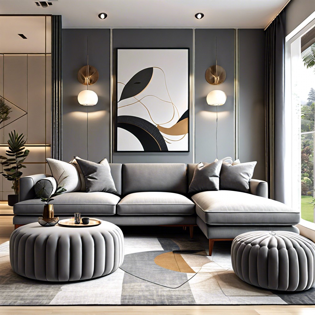 grey sectional with matching ottoman