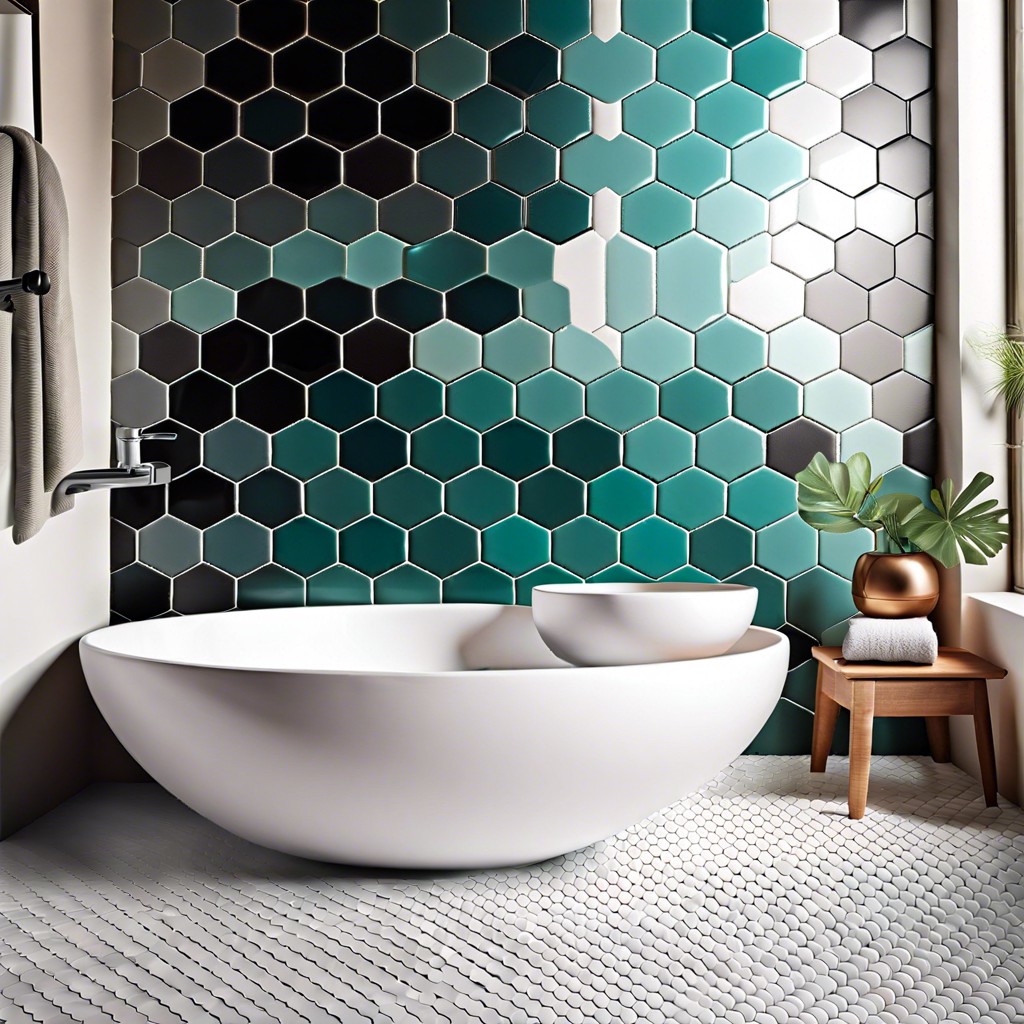 hexagon tiles with ombre design