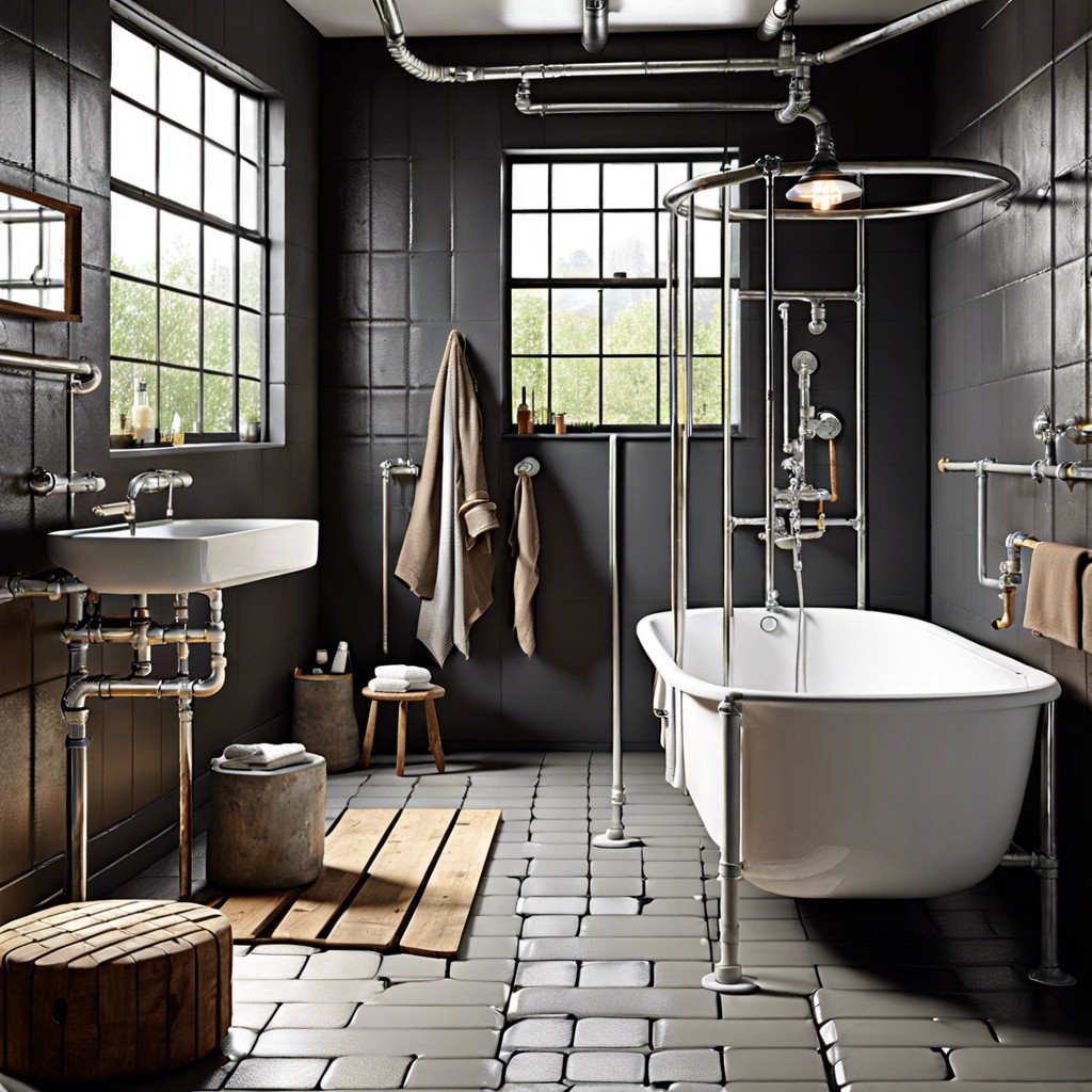 industrial chic with exposed pipes