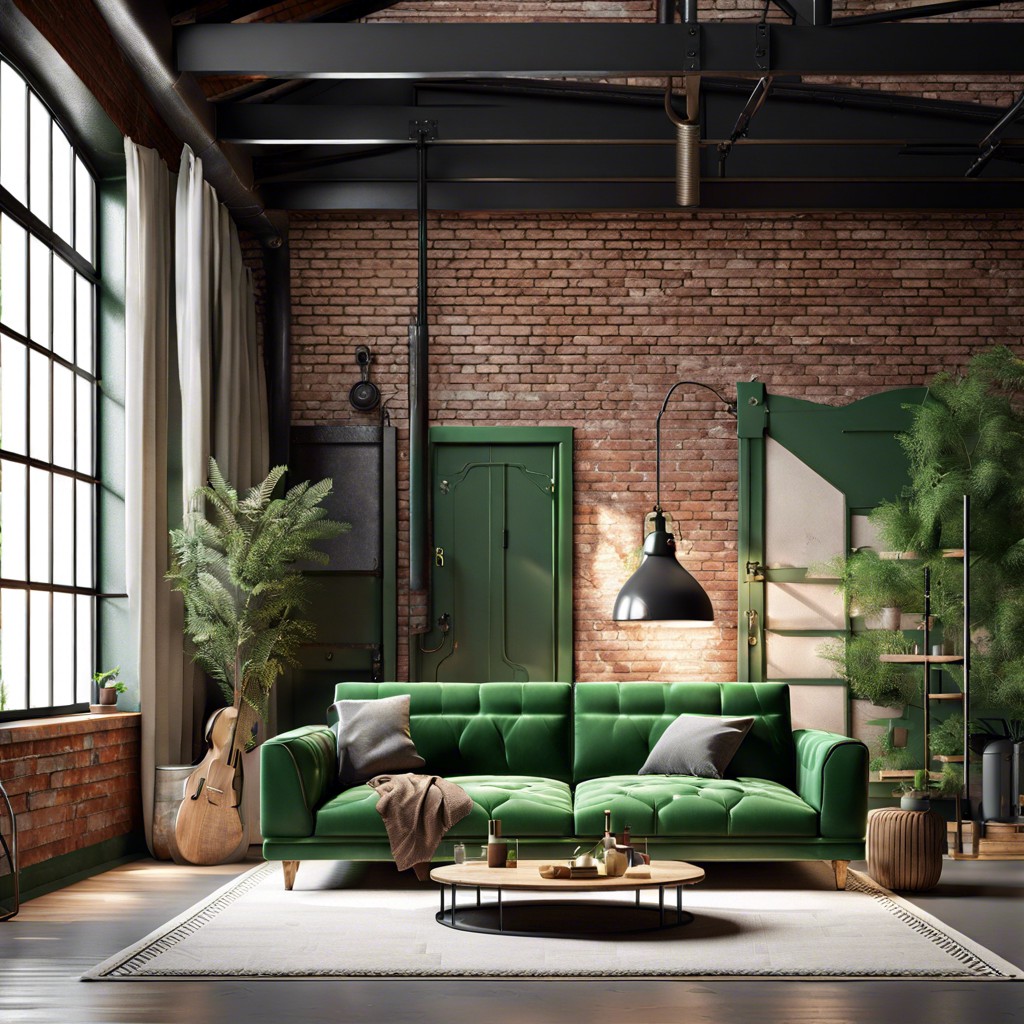 industrial loft with green statement
