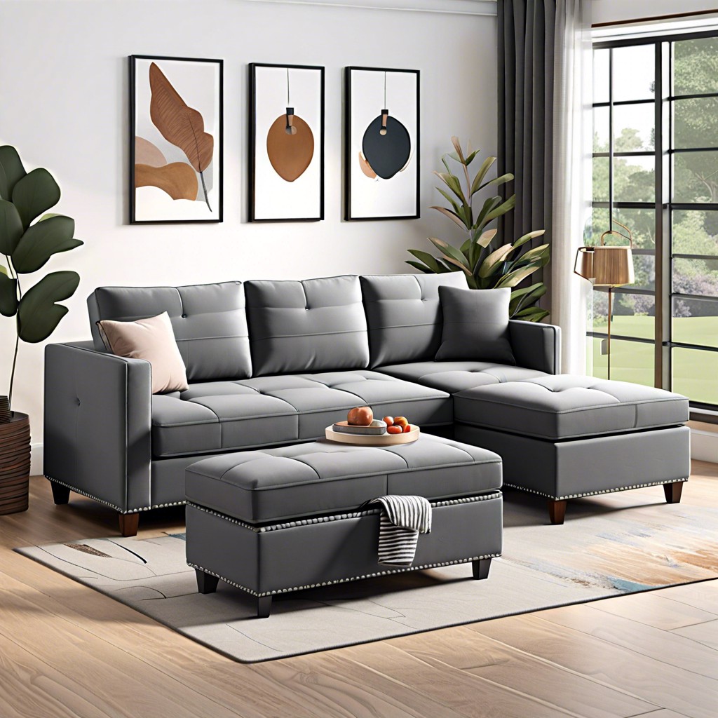 l shaped couch with storage ottoman