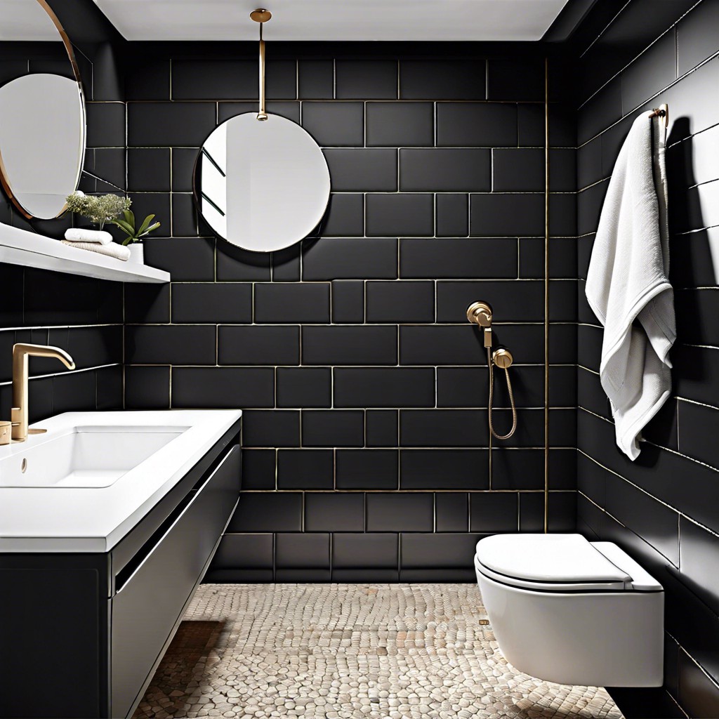 matte black subway tiles