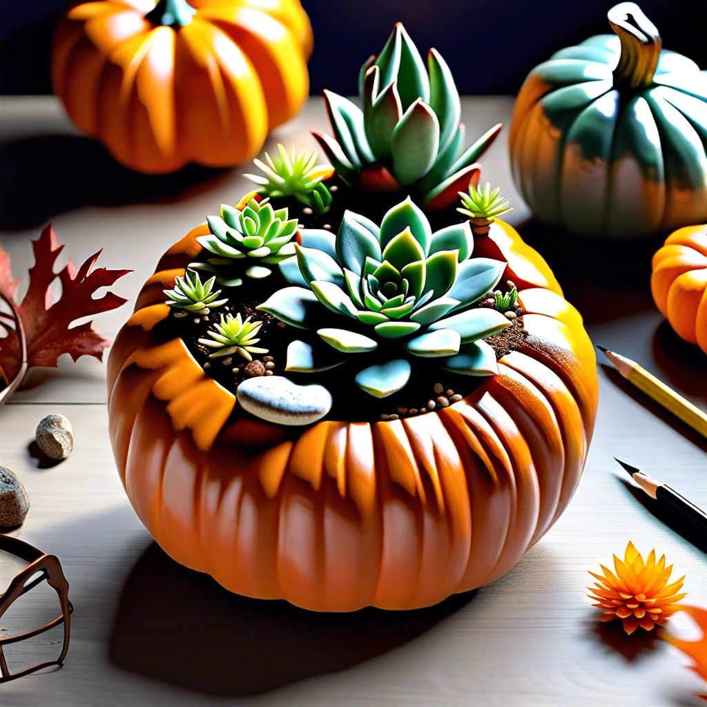 miniature succulent pot pumpkin