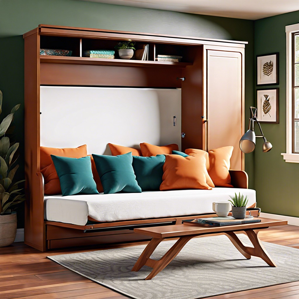 murphy bed with customizable couch cushions