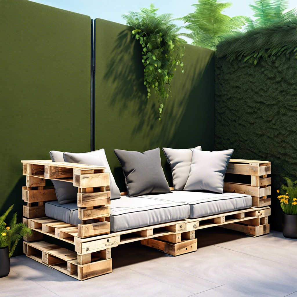 pallet wood couch with cushion seating
