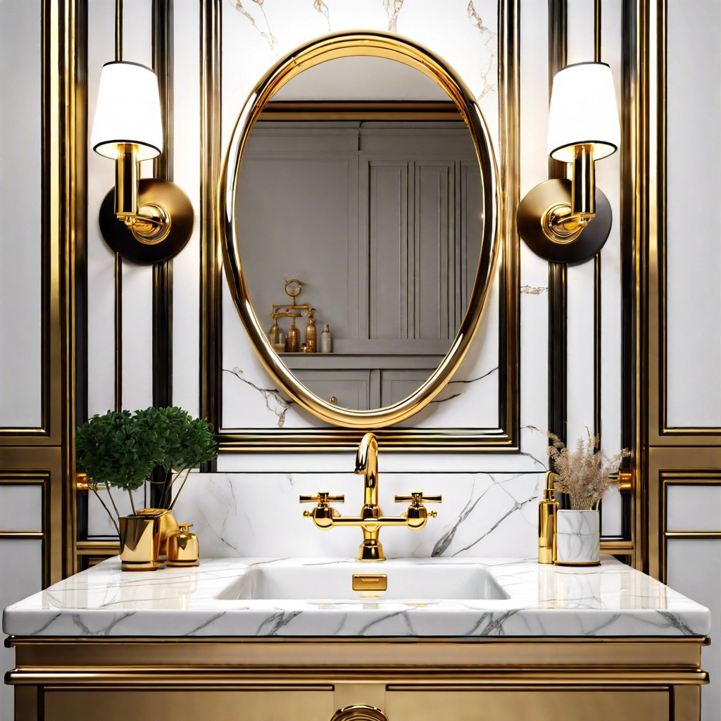 porcelain sink with gold fixtures