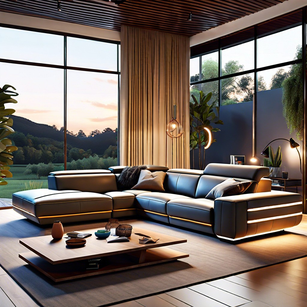 reclining sectional with integrated floor lighting