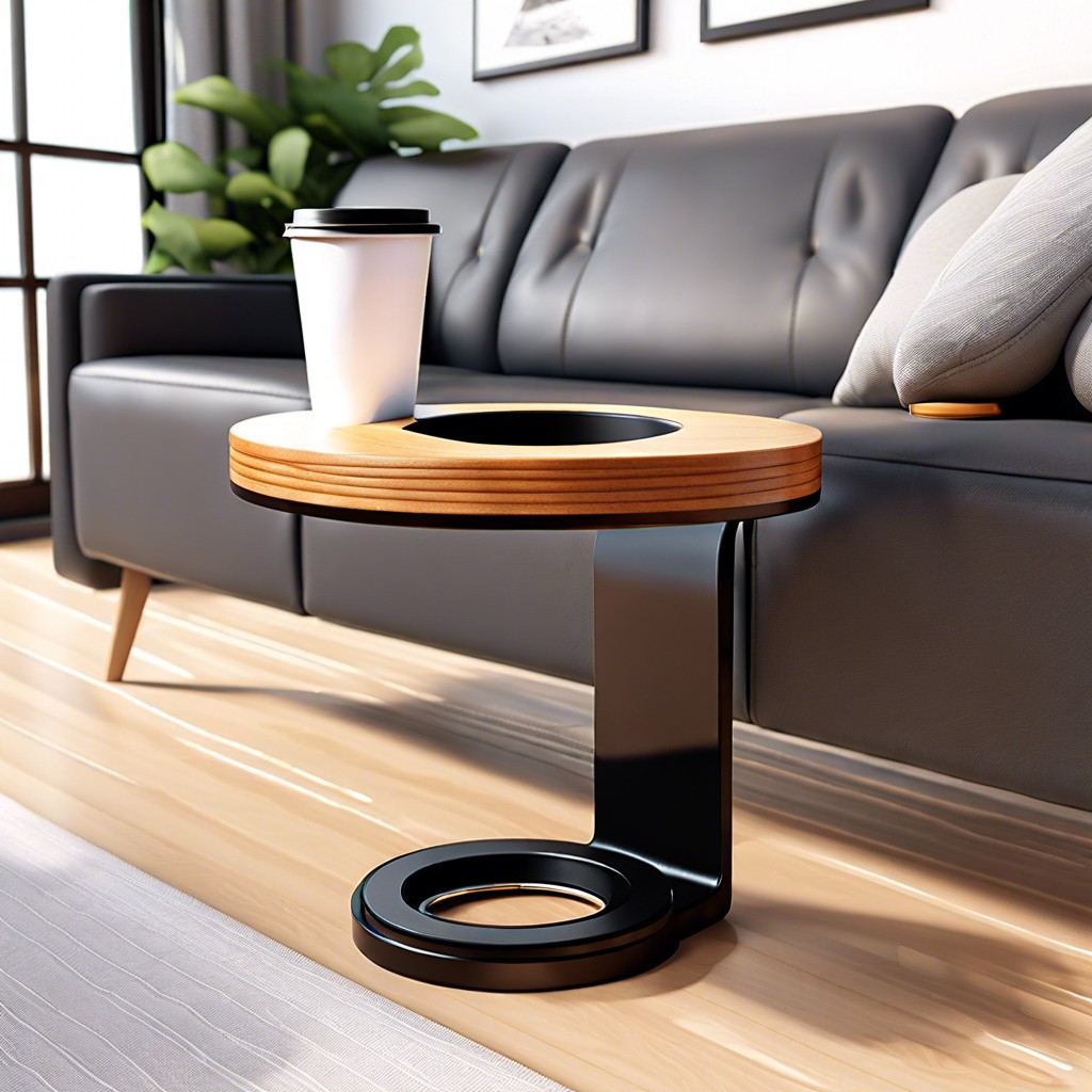 swivel arm table with cup holder