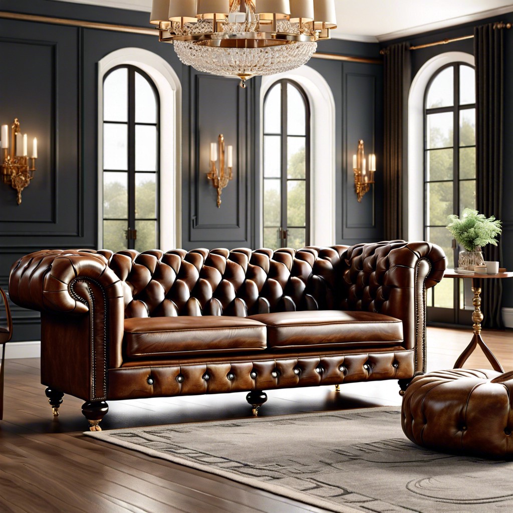 tufted chesterfield leather couch