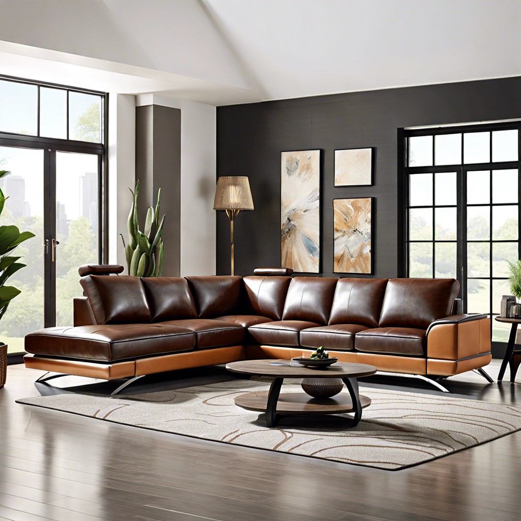 two tone leather sectional