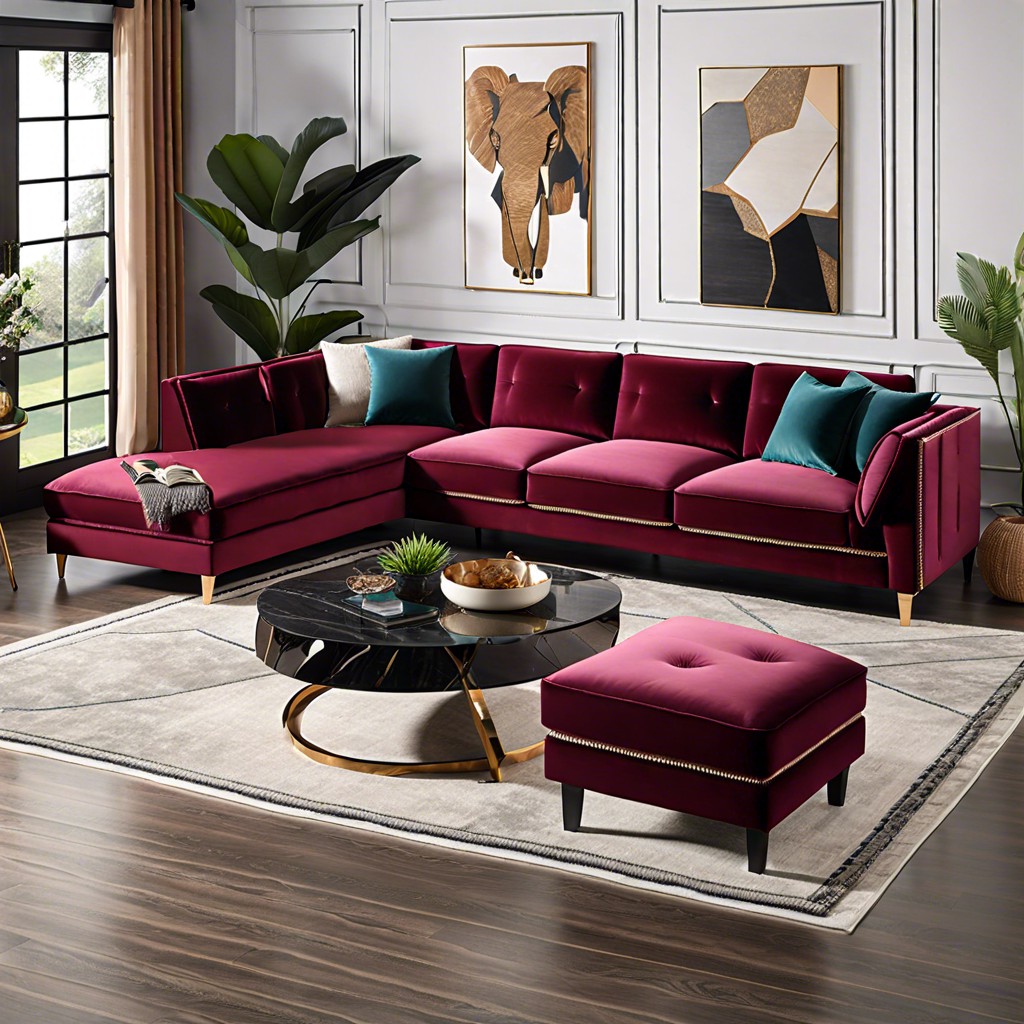 velvet sectional with chaise