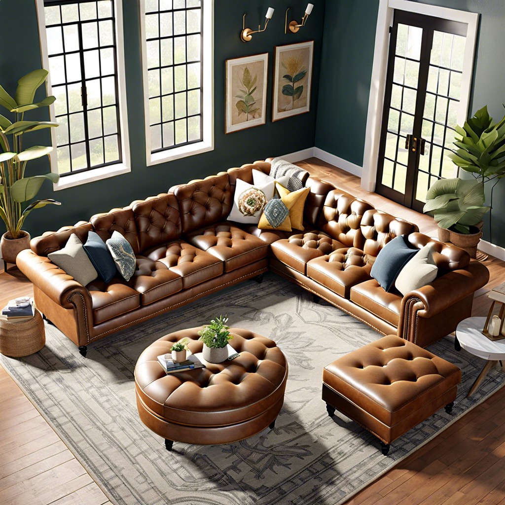 vintage inspired sectional with tufted back and rolled arms