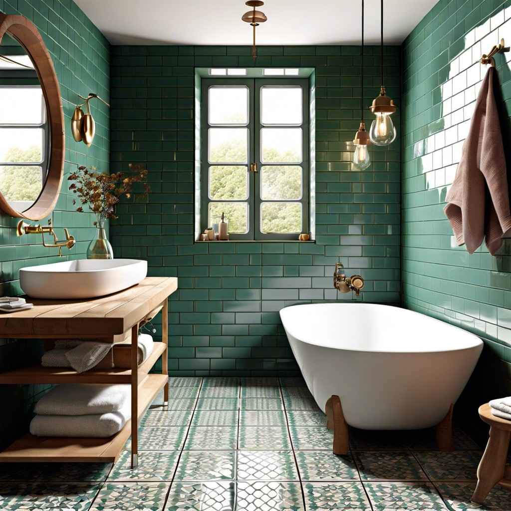 vintage tiles with modern fixtures