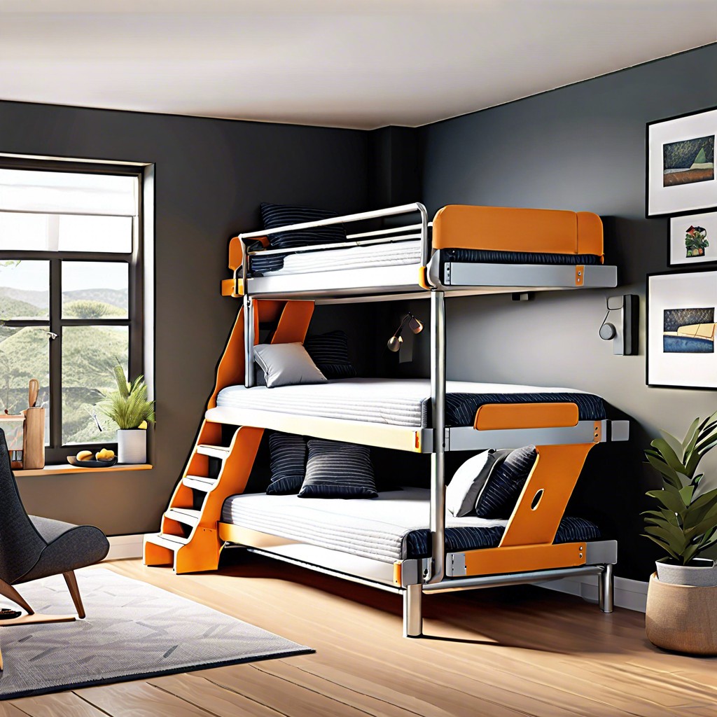 adjustable height bunk bed couch with telescoping legs