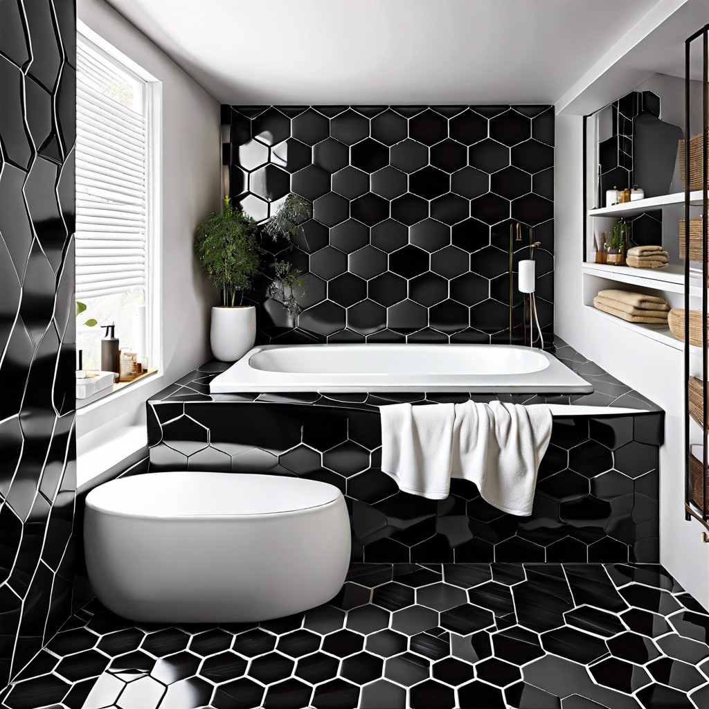 black tiles with white outlines