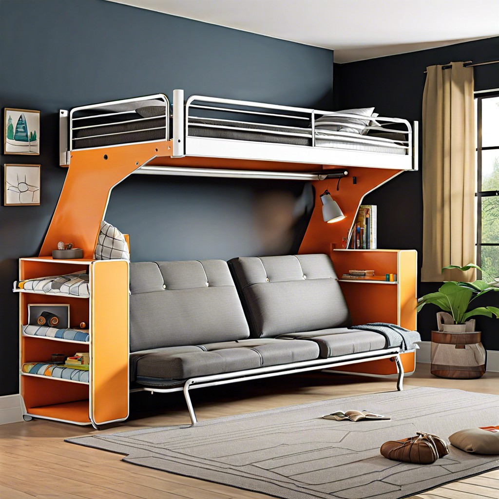 fold away bunk bed couch with hidden compartments