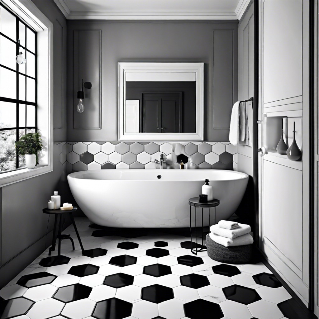 interspersed grey tiles for a grayscale effect