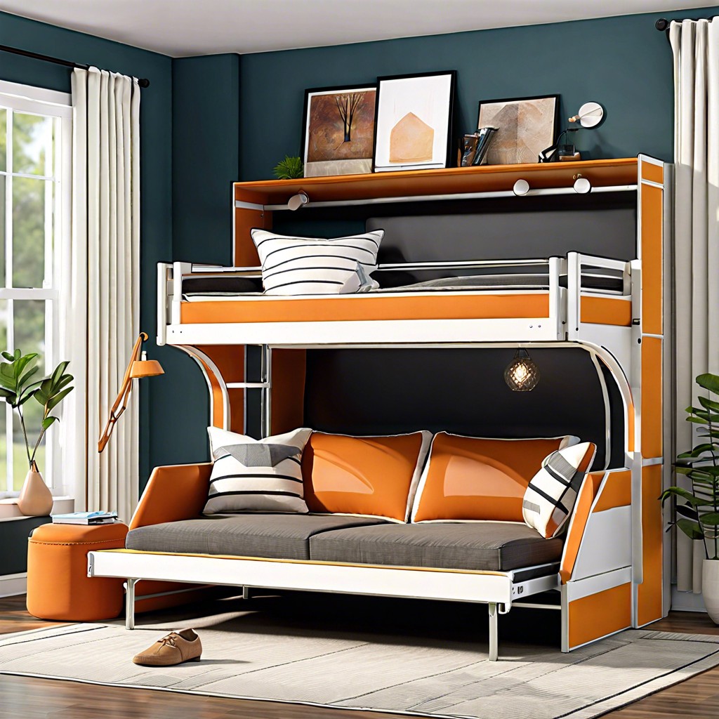 reversible bunk bed couch with fold out lower bed