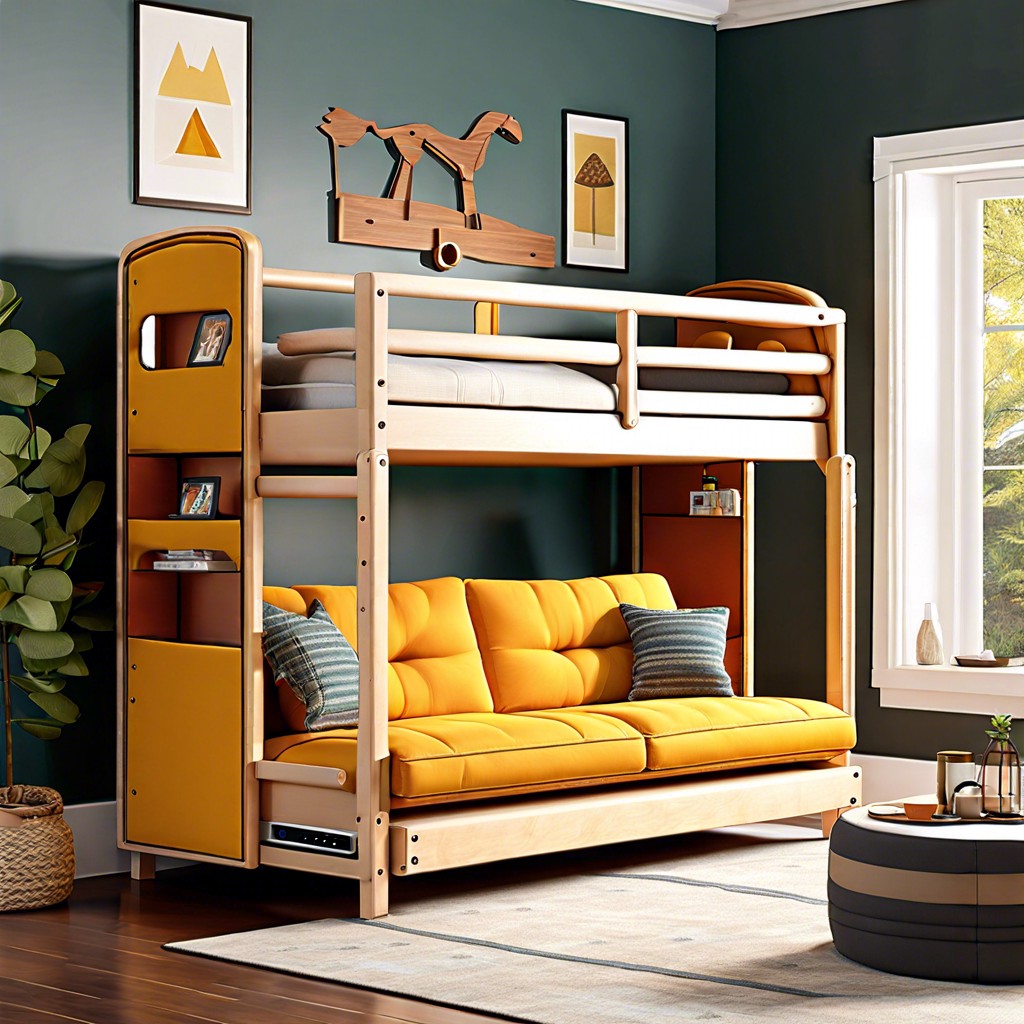 sofa style bunk bed couch with recliner feature