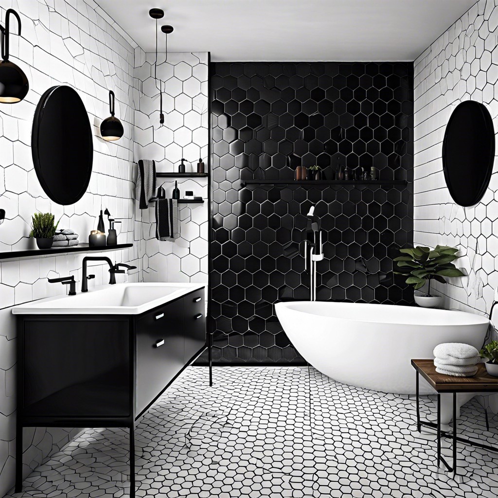 white tiles with random black tile accents