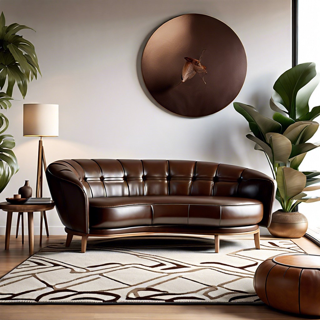 curved leather lounge