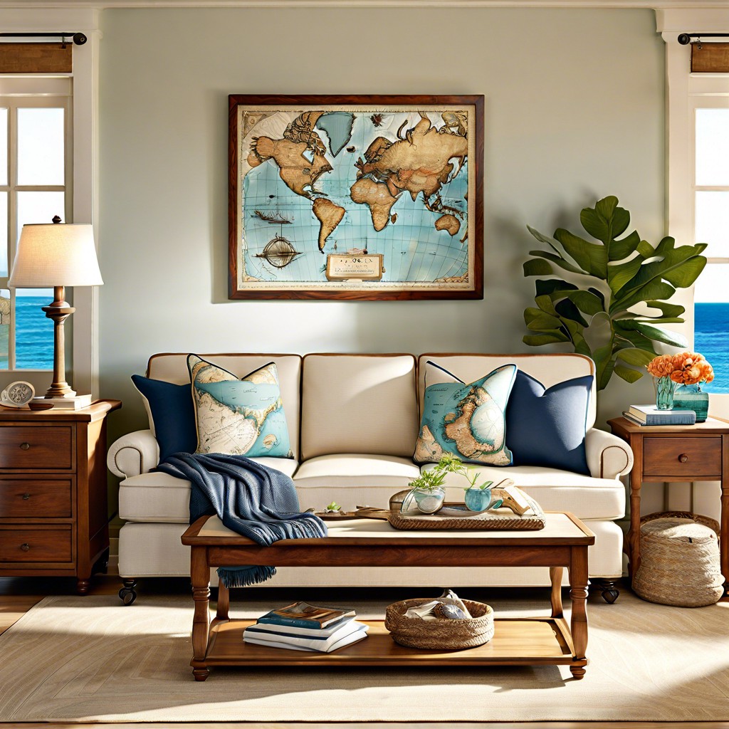 maritime map upholstered couch