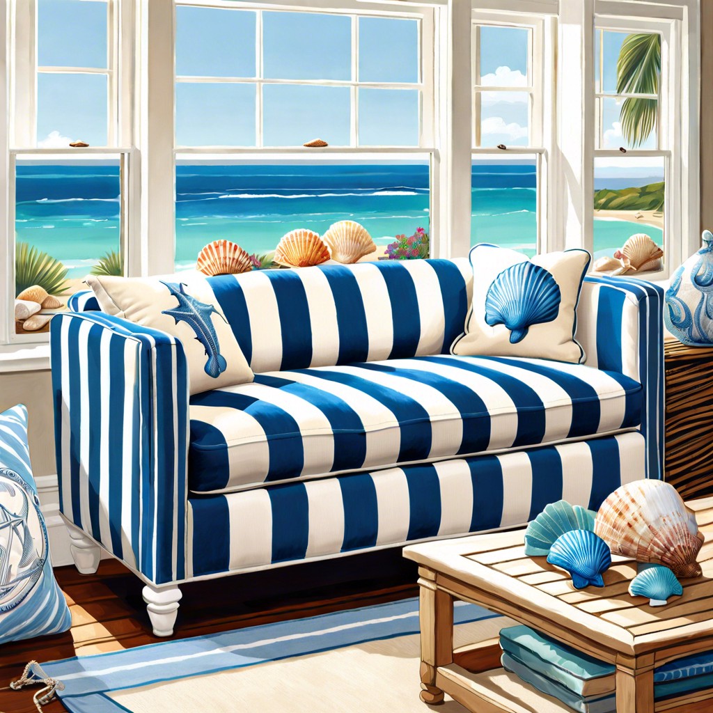 nautical striped loveseat