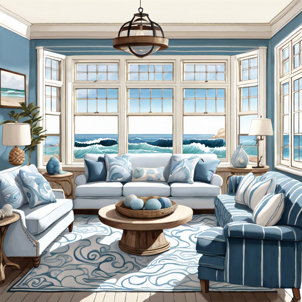 ocean wave patterned couch