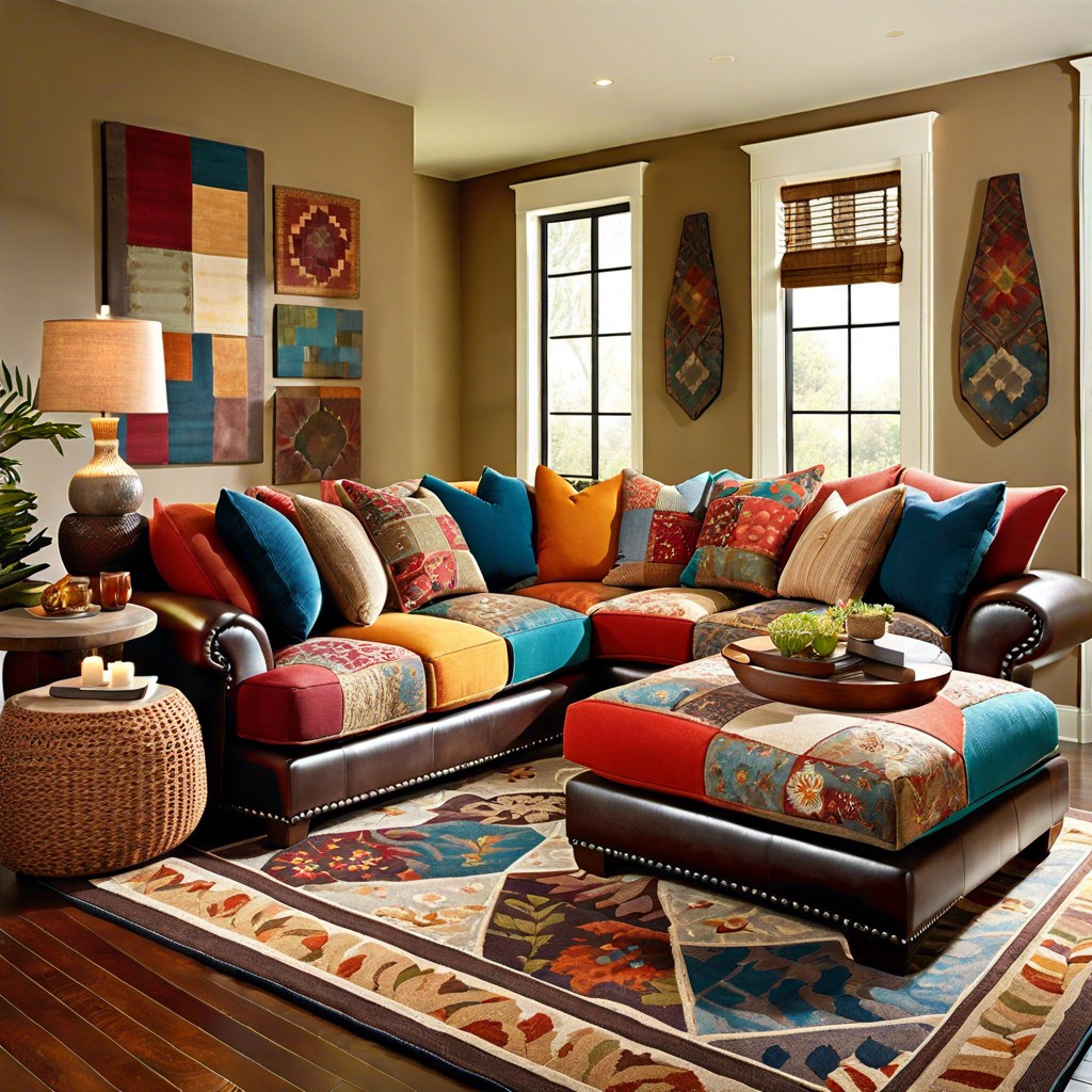 multi color patchwork sectional