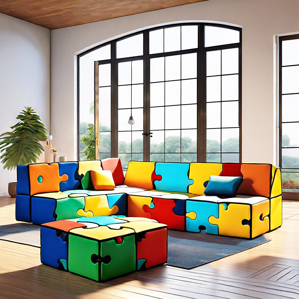 modular puzzle pieces that fold into a couch