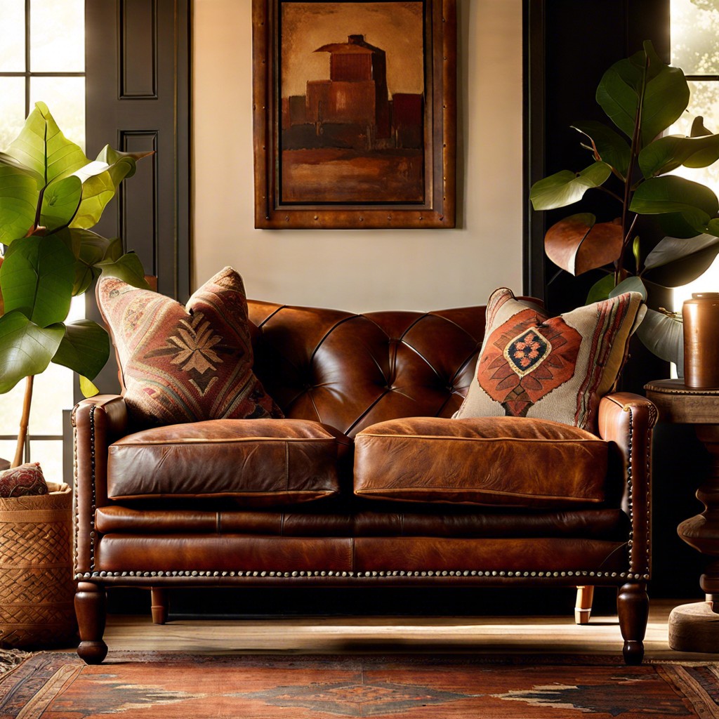 vintage leather loveseat