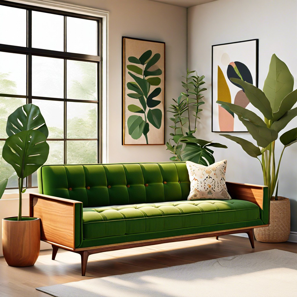 sofa with a built in planter on the side