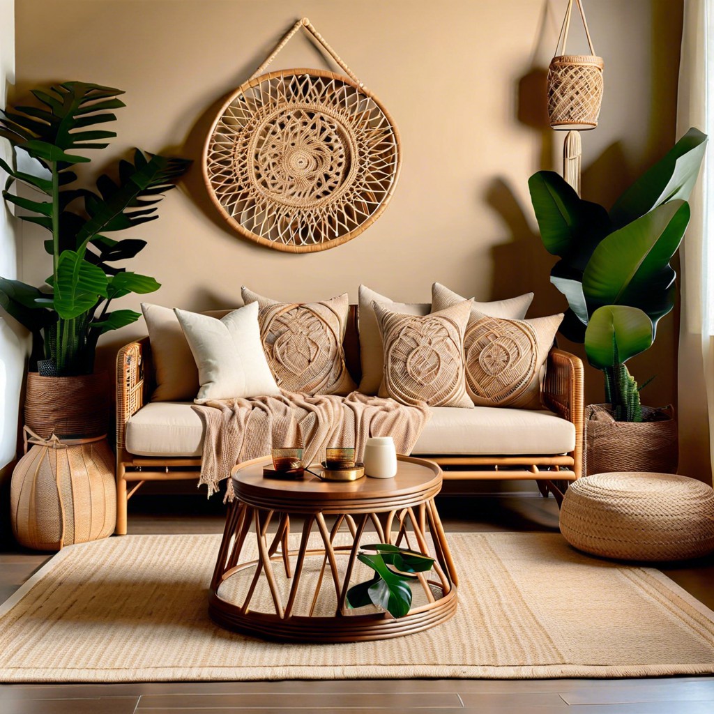 use woven or rattan decor elements