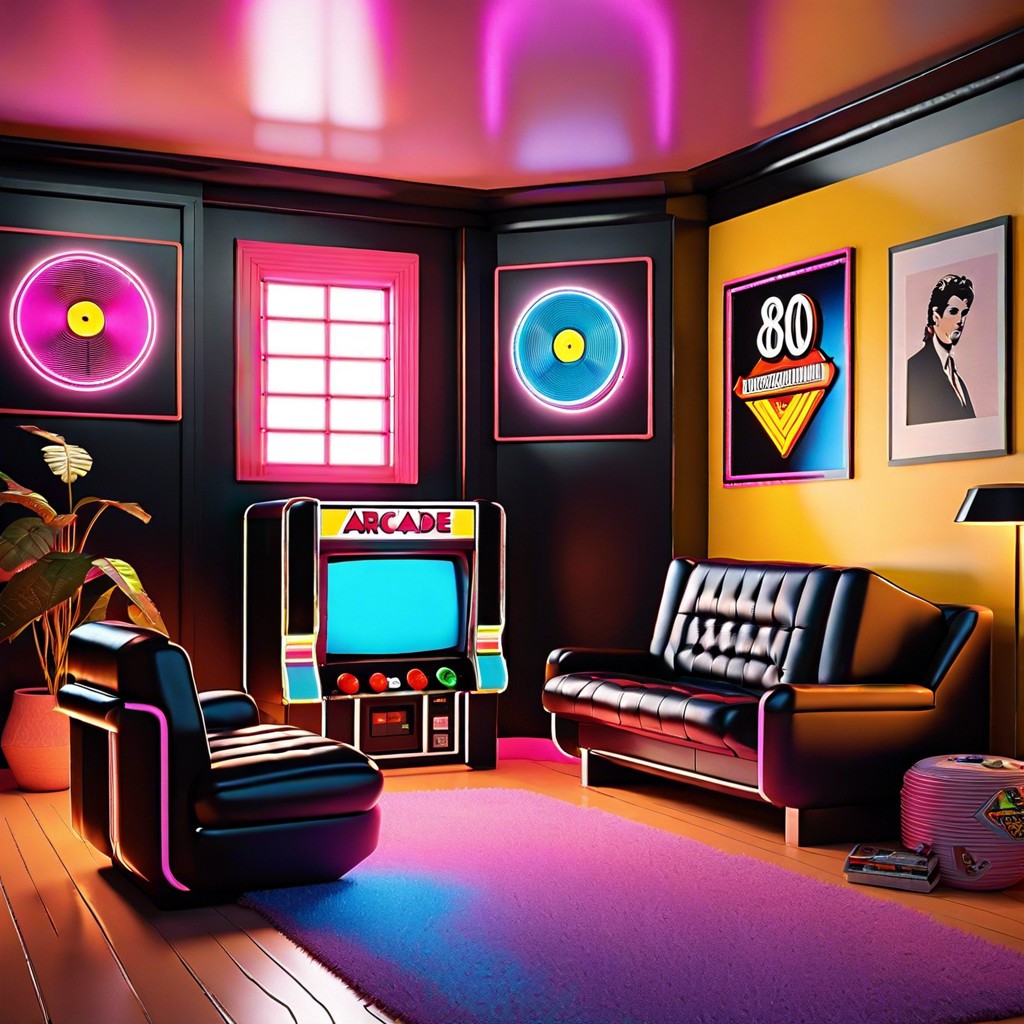 retro 80s entertainment room