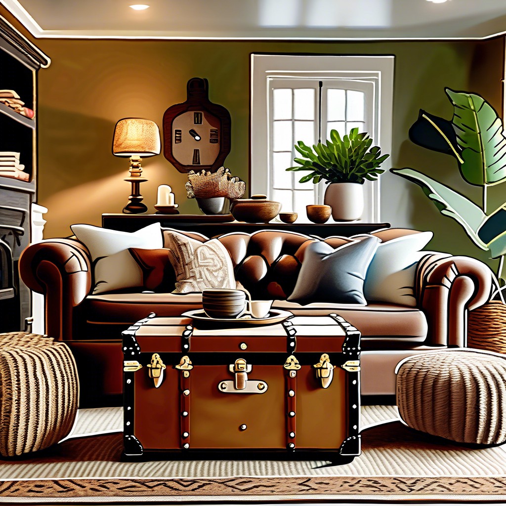 vintage trunk as a coffee table