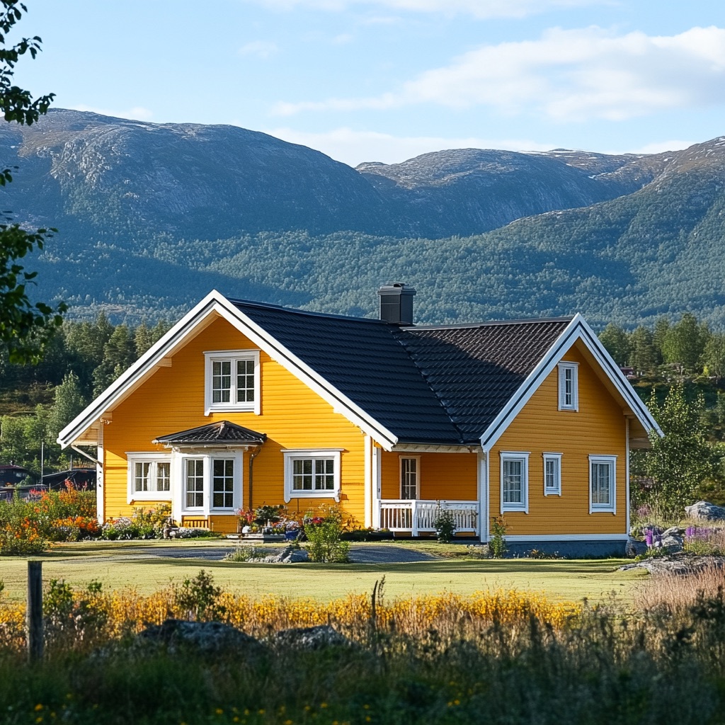 yellow cottage house