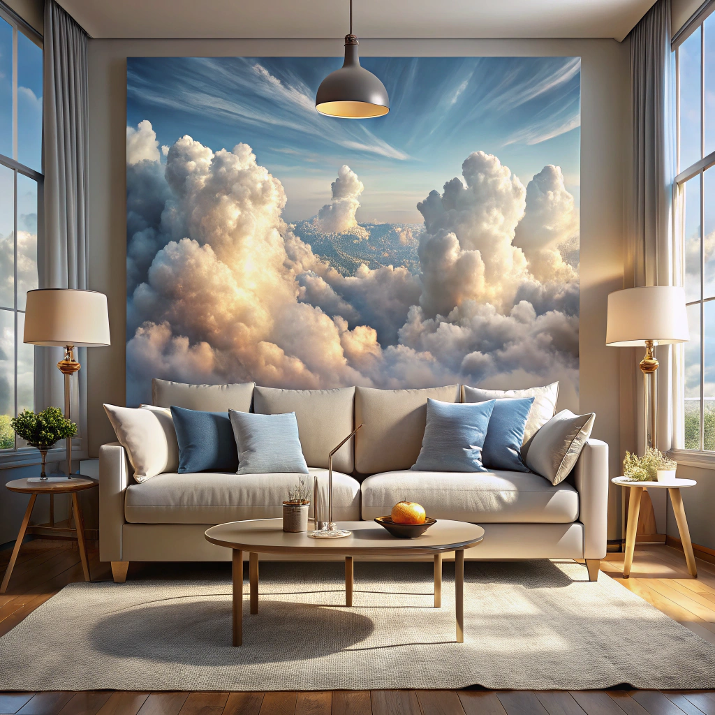 cloud themed wall art display