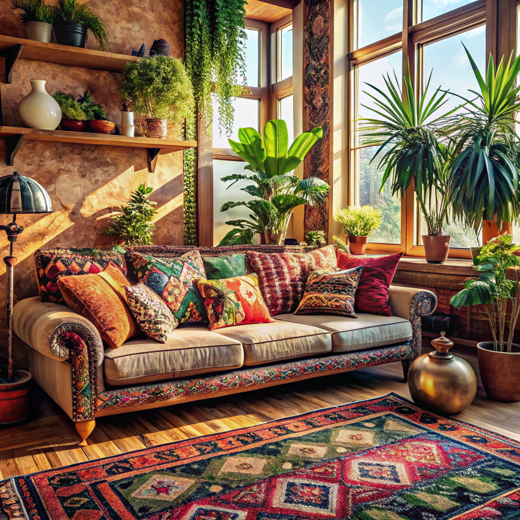 bohemian patterned couch