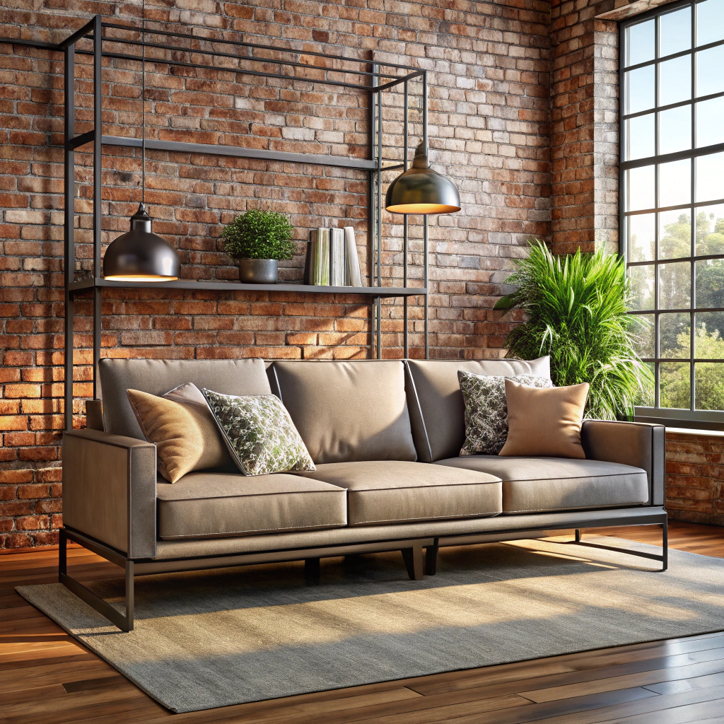 industrial style metal frame couch