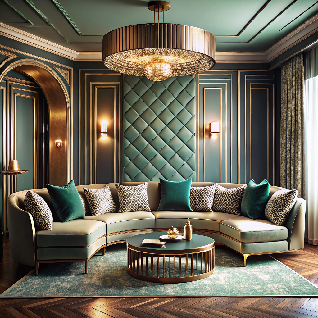 art deco inspired curved sectional