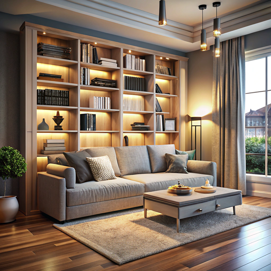 bookshelf with fold out bed