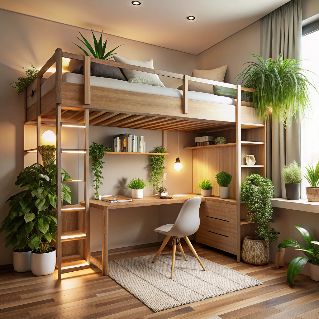 loft bed with desk underneath