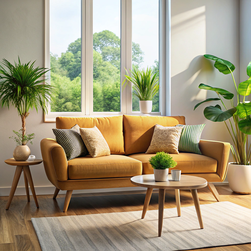 mid century compact couch