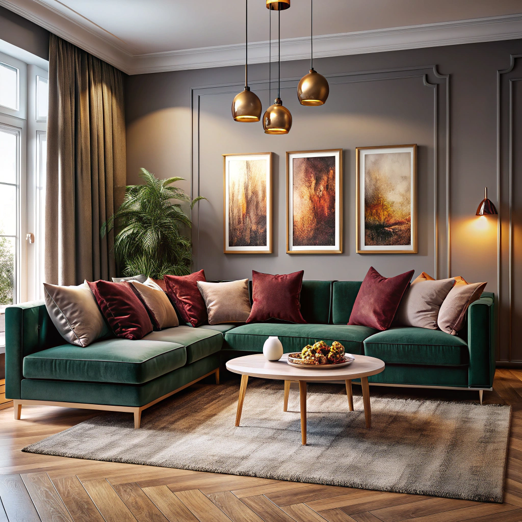 velvet fabric petite u shaped sofa